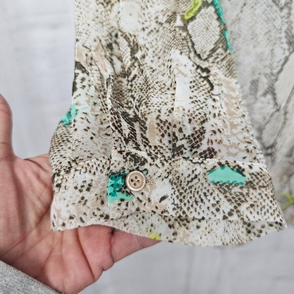 Covington Blouse Snakeskin Green Tribal Boho Grunge Casual L - Picture 4 of 15